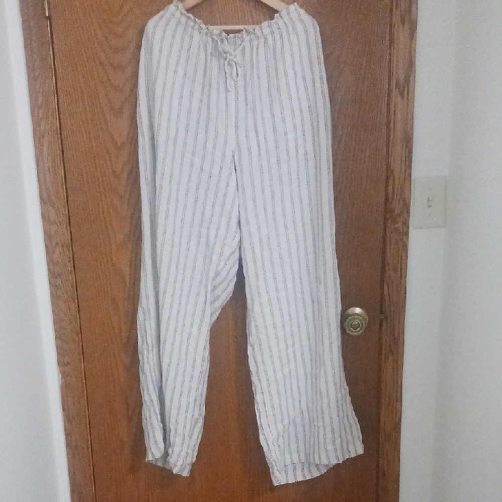 Sonoma Striped Wide Leg Pants - White and Gray